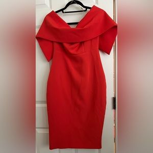 Orange off the shoulder dress